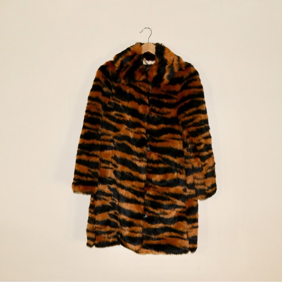 J. Crew Collection Tiger Faux Fur Coat in Caramel Black - Picture 5 of 16